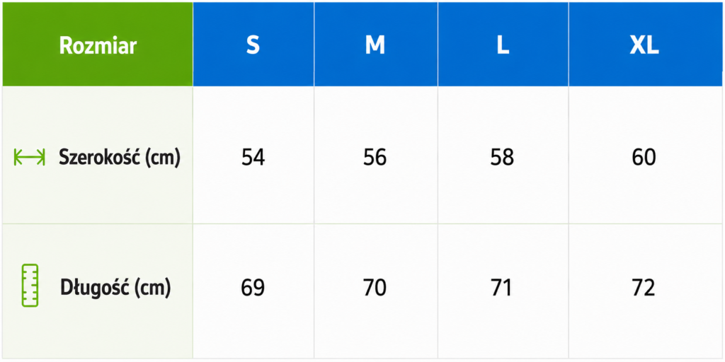 TABELA ROZMIARÓW - KAMIZELKA