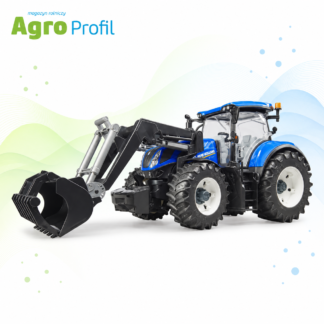Ciągnik New Holland T7.315 Bruder 03121 z czarnym ładowaczem czołowym i łyżką