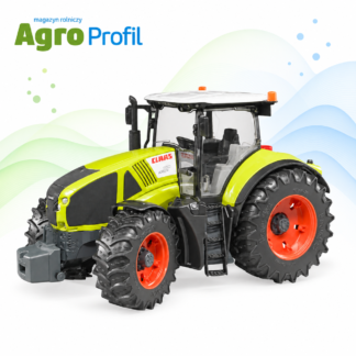 Ciągnik Claas Axion 950 Bruder 03012 z zieloną maską, czerwonymi felgami i przednim obciążnikiem