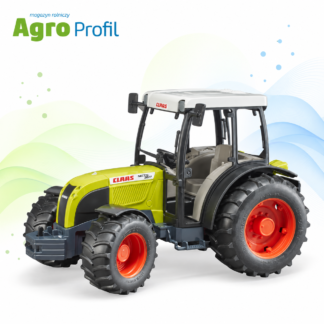 Ciągnik Claas Nectis 267 F Bruder 02110 z przednim obciążnikiem i czerwonymi felgami, skala 1:16