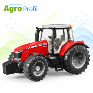Czerwony ciągnik Massey Ferguson 7624 Bruder 03046 z przednim obciążnikiem i przeszkloną kabiną